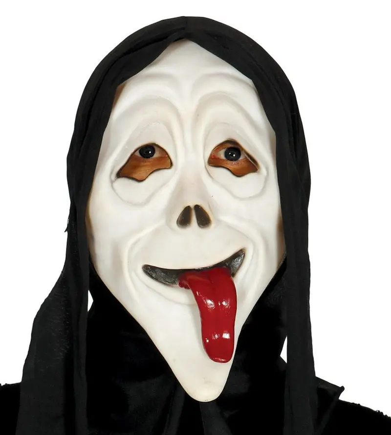Cappuccio con maschera assassino con linguaccia