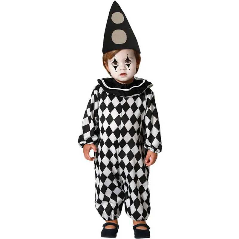 Costume da Arlecchino bianco e nero per neonato