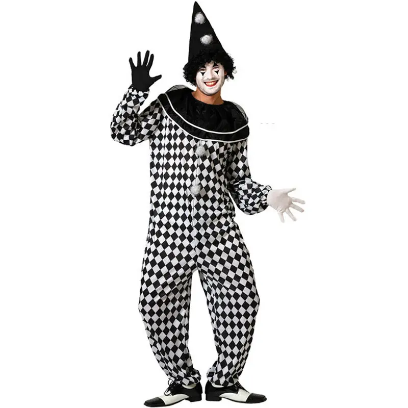 Costume da Arlecchino bianco e nero per uomo