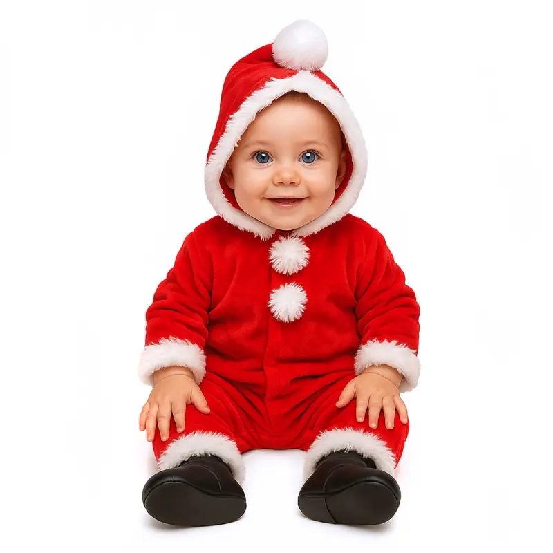 Costume da Babbo Natale con Cappuccio per neonato