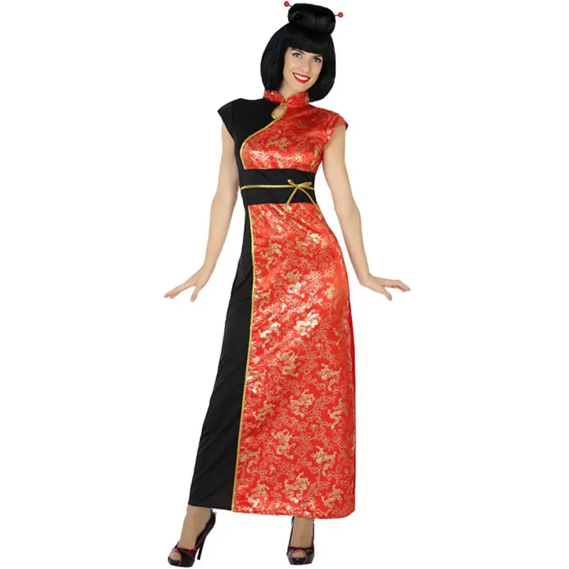 Costume da Cinese nera e rossa per donna