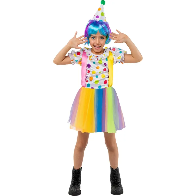 Costume da Clown con Tul multicolore per bambina