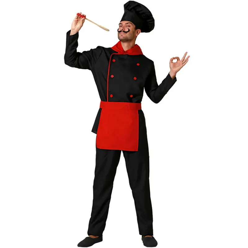 Costume da Cuoco con grembiule rosso per uomo