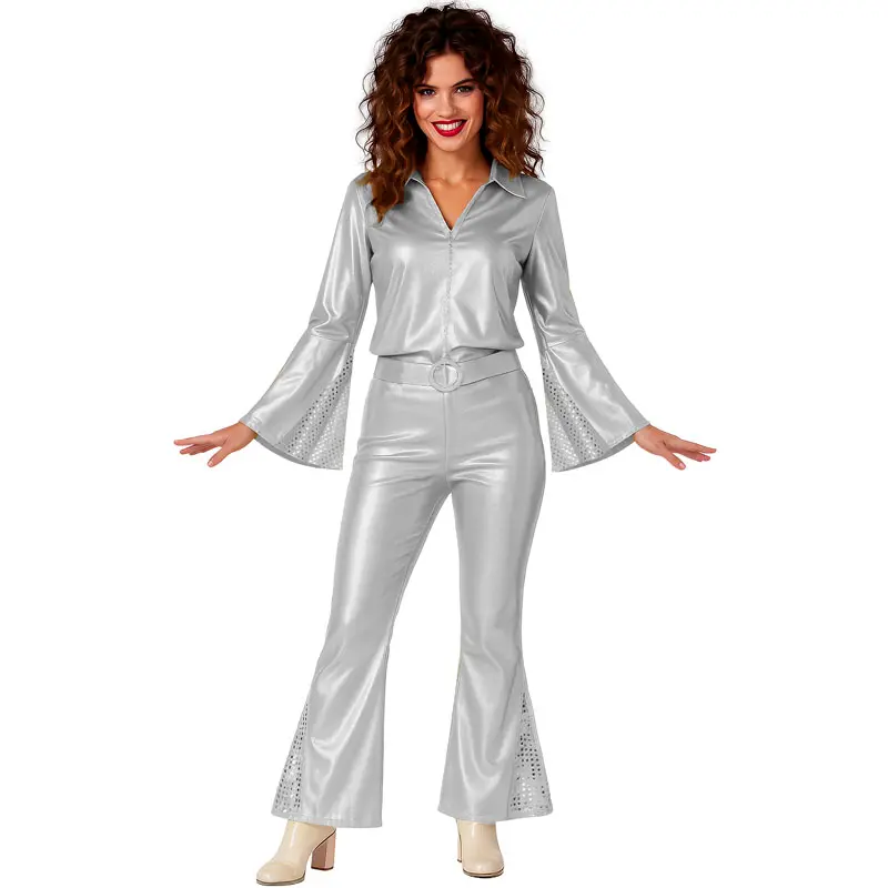 Costume da Disco Cowboy argento per donna