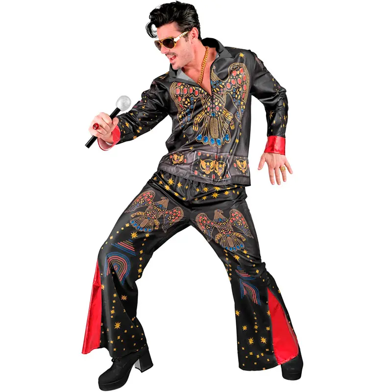 Costume da Elvis Rock and Roll Nero per uomo