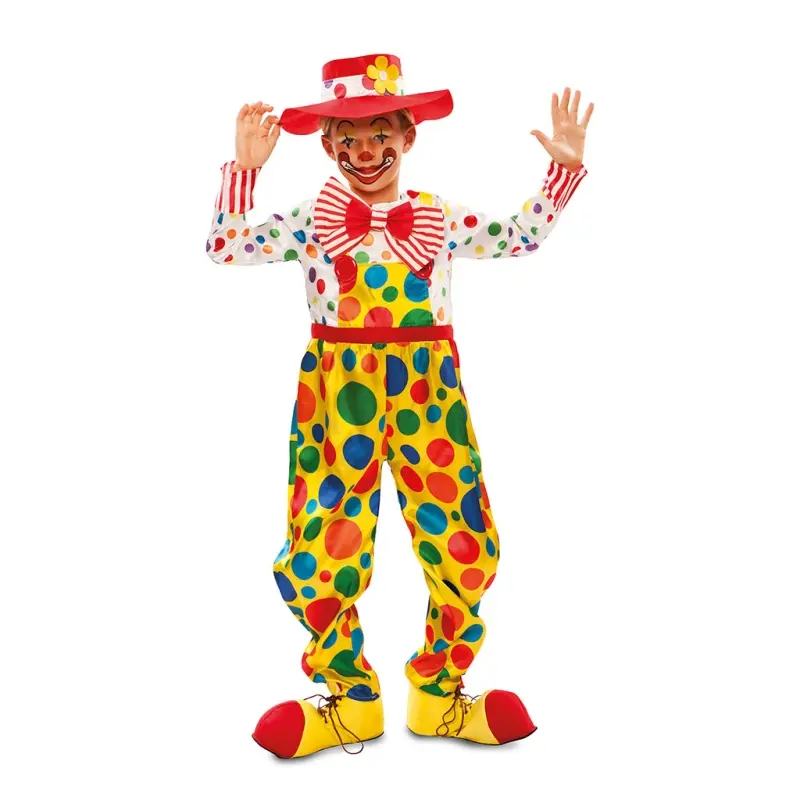 Costume da Pagliaccio a pois multicolore per bambino