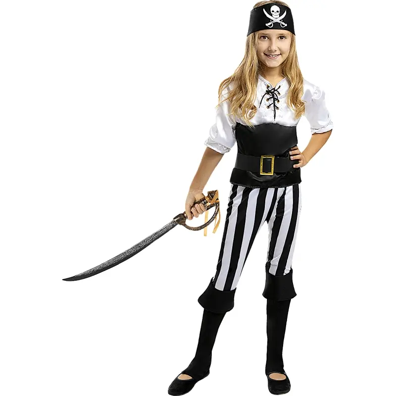 Costume da Pirati a righe Black&White Collection per bambina
