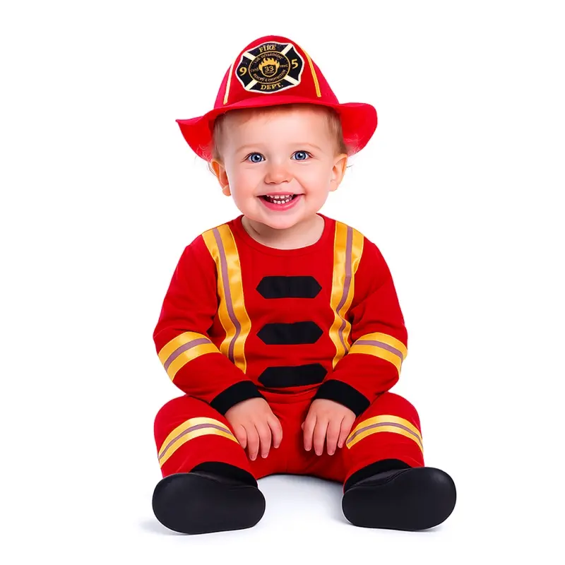 Costume da Pompiere rosso classico per neonato