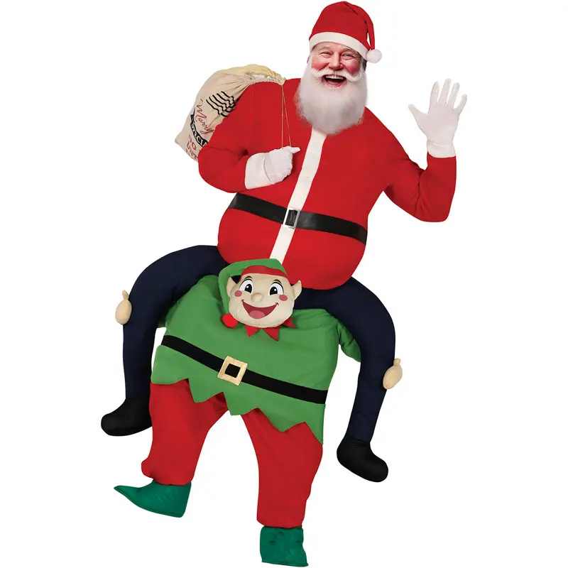 Costume Elfo con Babbo Natale sulle Spalle