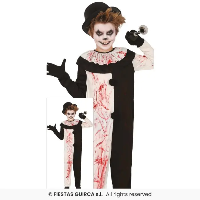 COSTUME KILLER CLOWN BIANCO E NERO RAGAZZINO