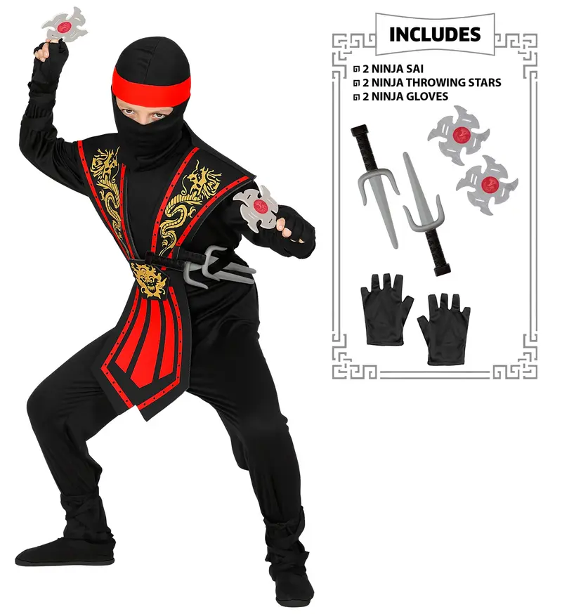 COSTUME NINJA RED KOMBACT CON ARMI