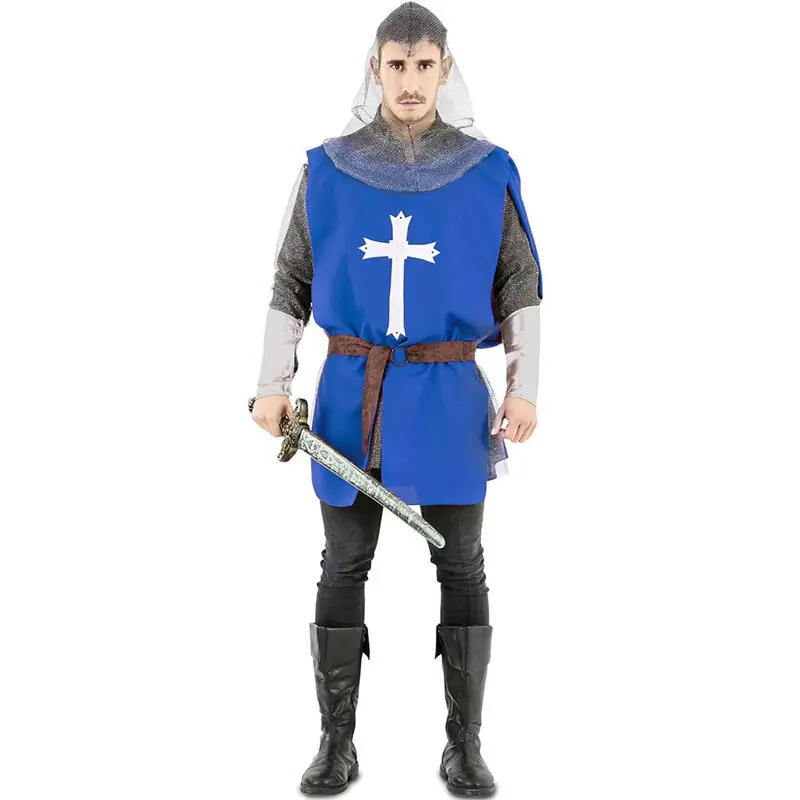 Mantello medievale da guerriero blu per uomo