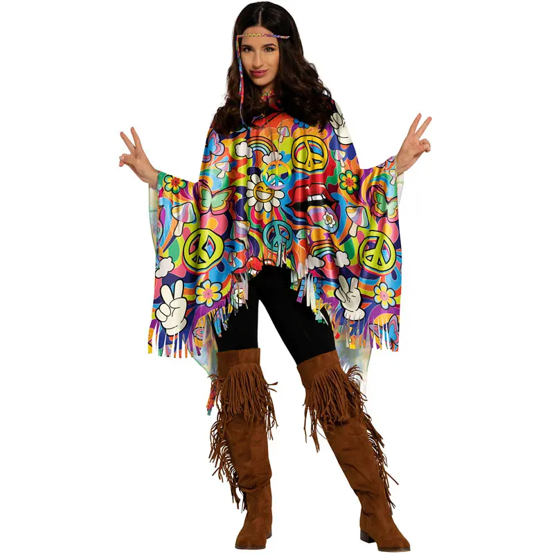 Poncho Hippie Peace and Love donna