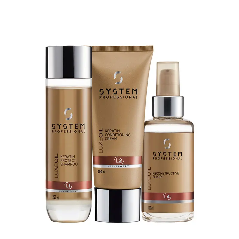 System Professional LuxeOil Keratin Protect Shampoo 250ml Cream 200ml Elisir 100ml