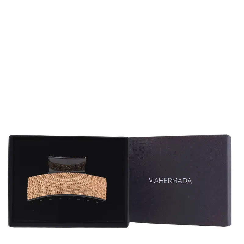 VIAHERMADA Pinza per Capelli Elegante con Strass Ambrati